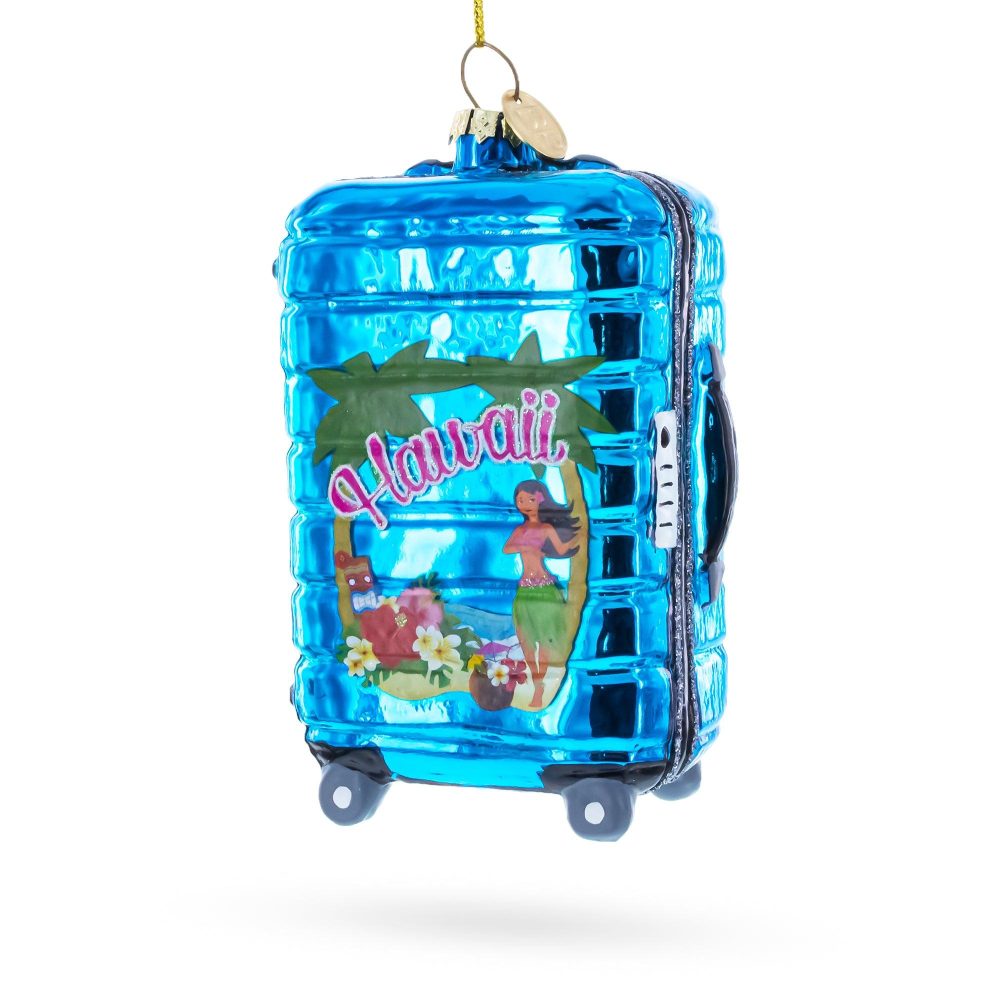 Hawaii Suitcase Blown Glass Christmas Ornament  |   Travel Ornaments Travel