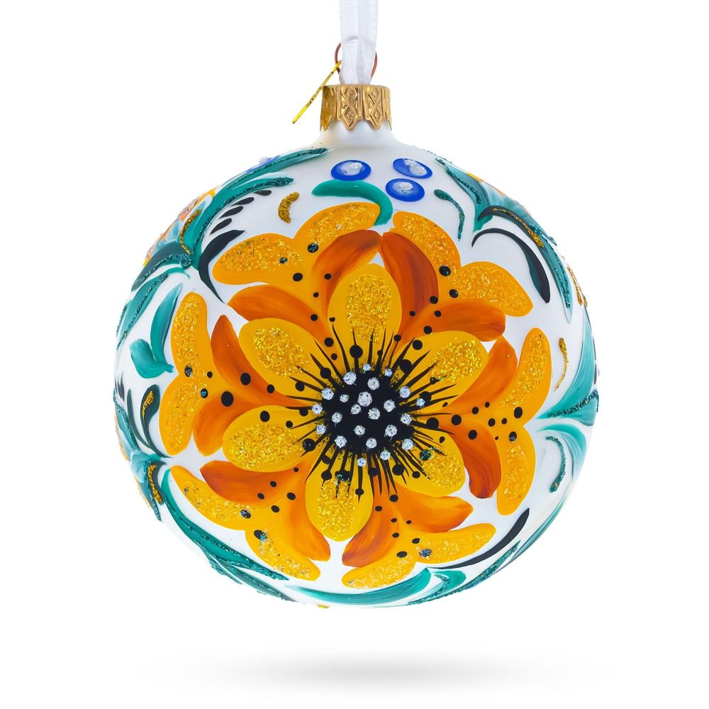 Heliopsis Flowers Glass Ball Ornament  |   Flowers Flowers Flowers