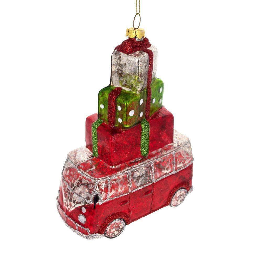 Hippie’S Retro Bus Blown Glass Christmas Ornament  |   Personalized Ornaments Personalized