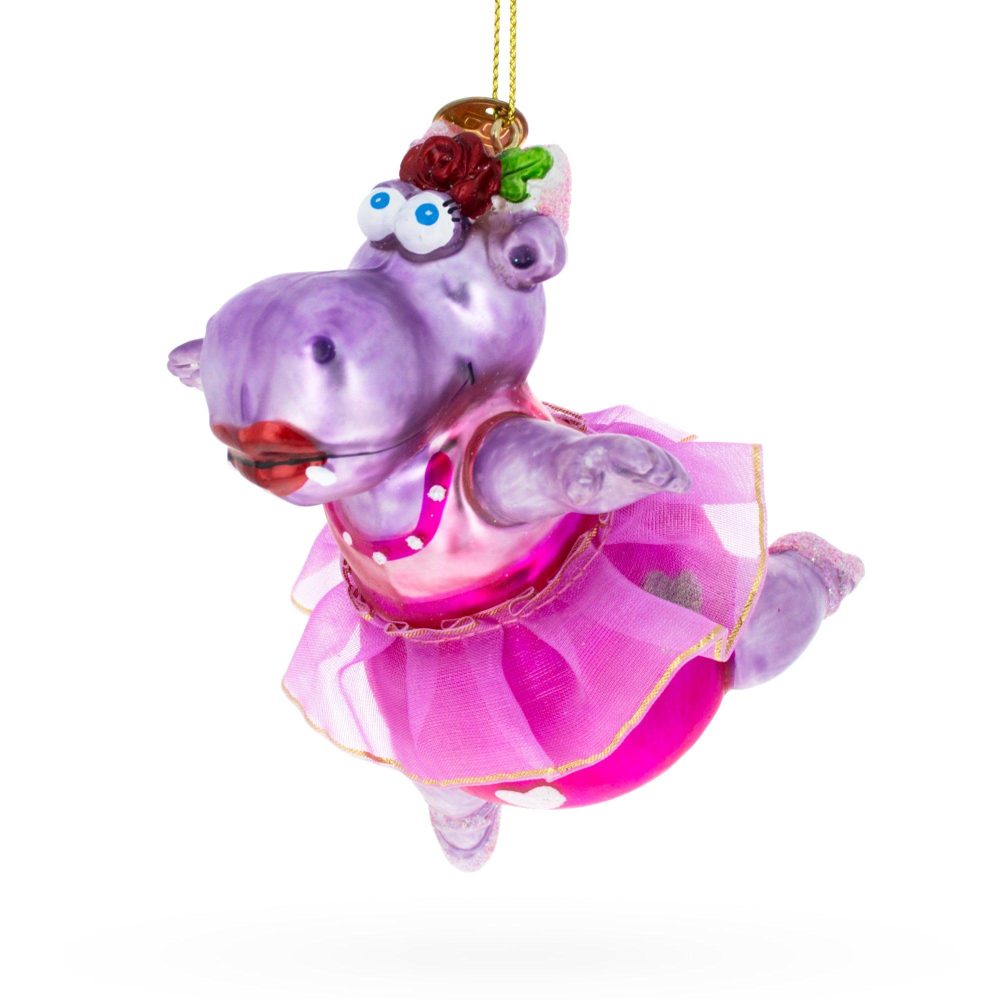 Hippo Ballerina Blown Glass Christmas Ornament  |   Hobby Hobby Hobby