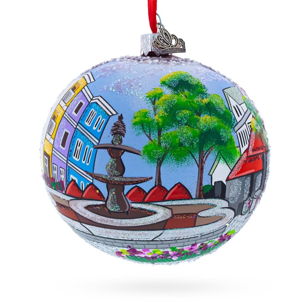 Historic Federal Hill, Providence, Rhode Island, Usa Glass Ball Christmas Ornament 4 Inches  |   Travel Ornaments Travel