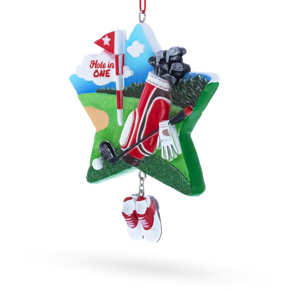 Hole In One Golf Bag With Flag And Shoes Resin Christmas Ornament  |   Personalized Ornaments Personalized