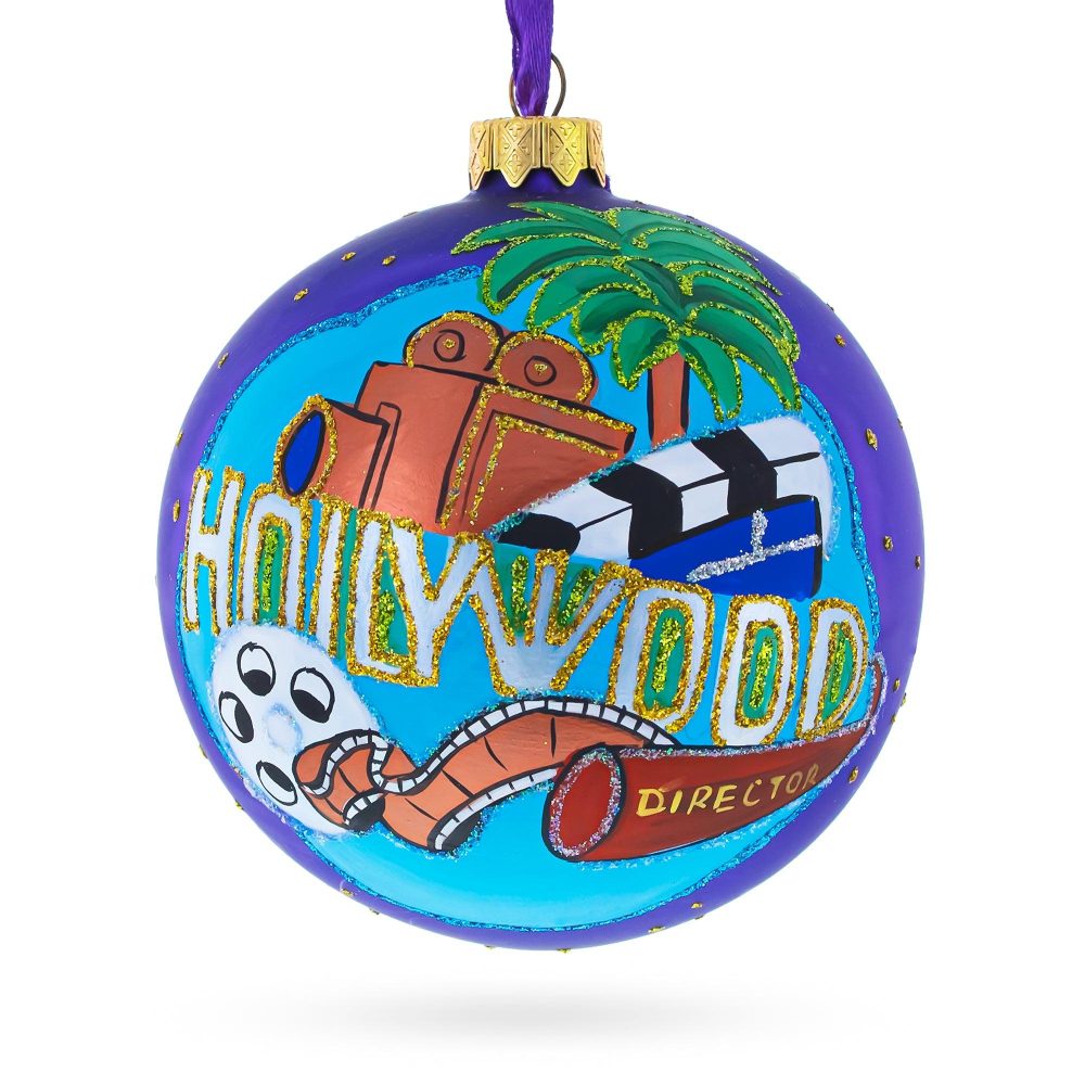 Hollywood, California, Usa Glass Ball Christmas Ornament 4 Inches  |   Travel Ornaments Travel