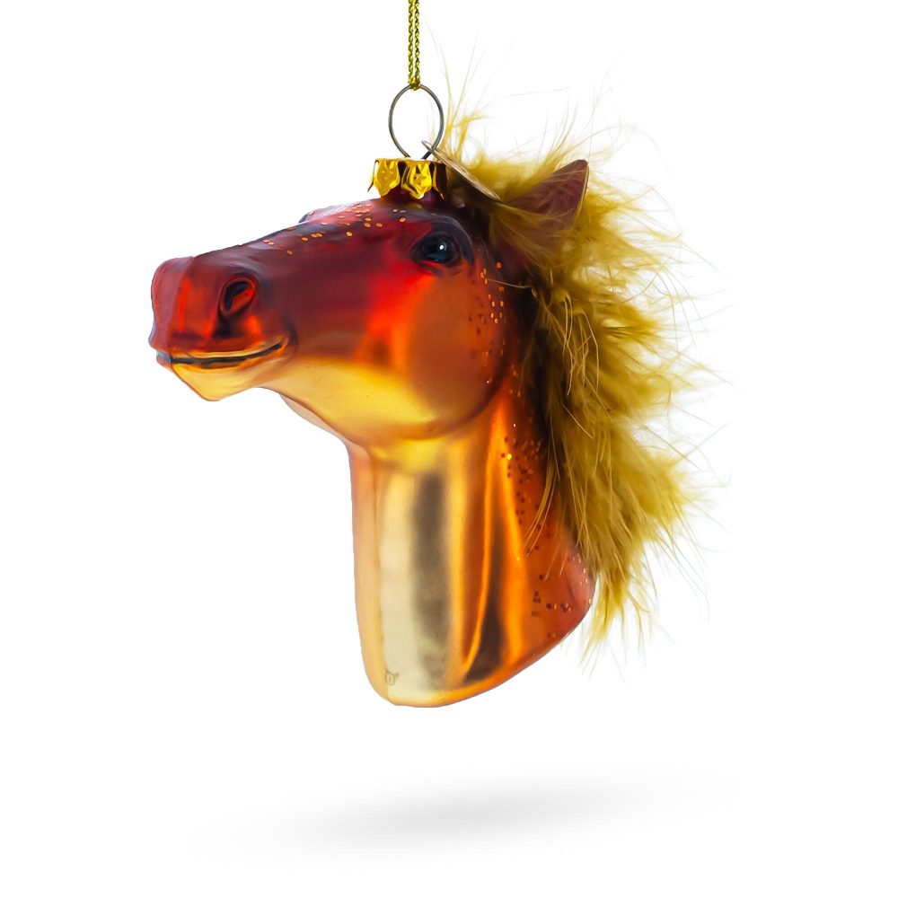 Horse Head Blown Glass Christmas Ornament  |   Animals Animals Animals