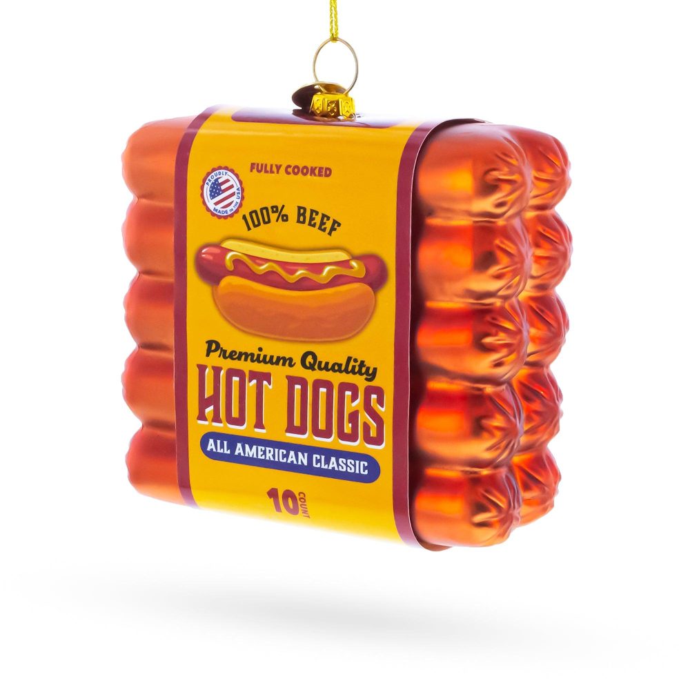 Hot Dogs Blown Glass Christmas Ornament  |   Food Food Food