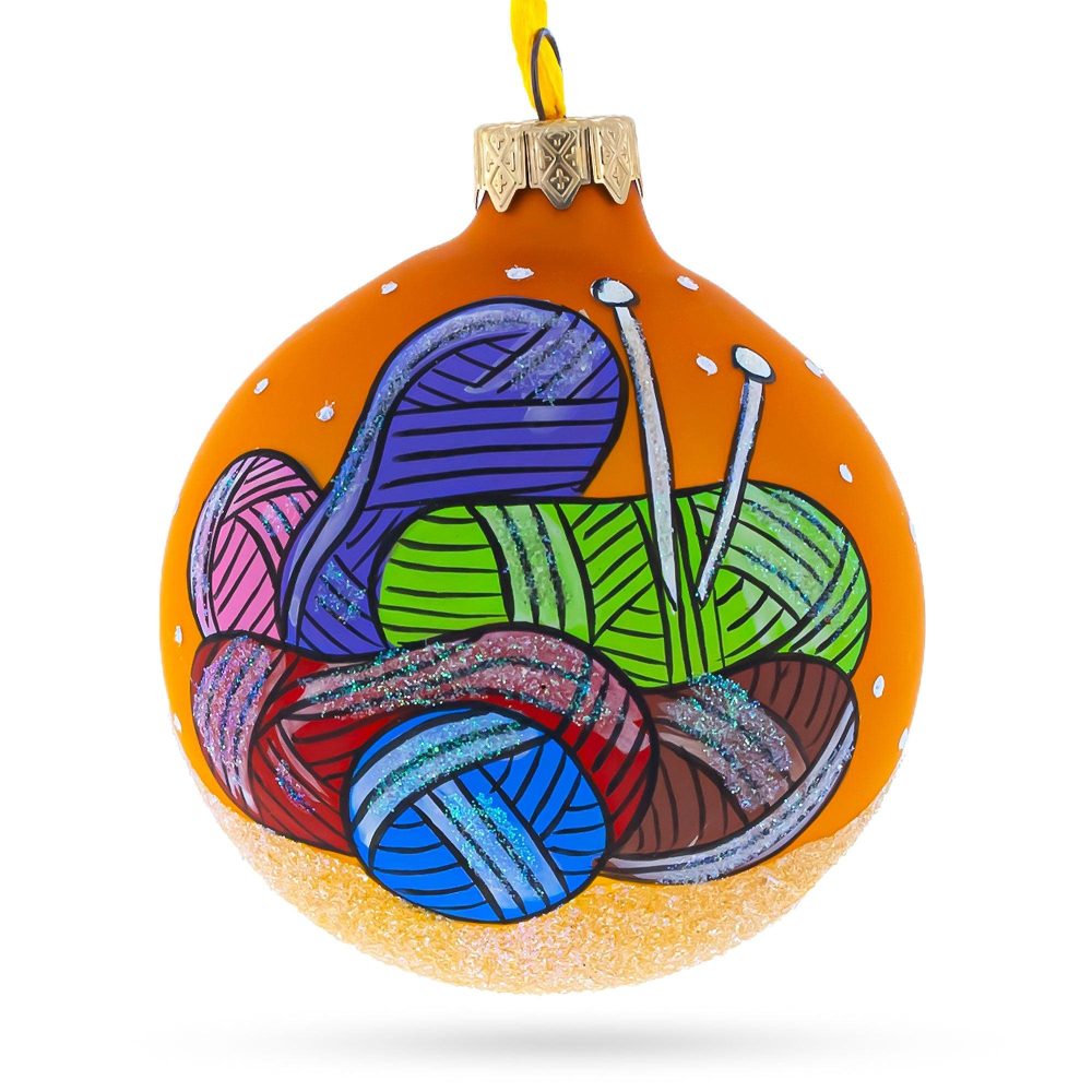 I Love Knitting Blown Glass Christmas Ornament 3.25 Inches  |   Hobby Hobby Hobby