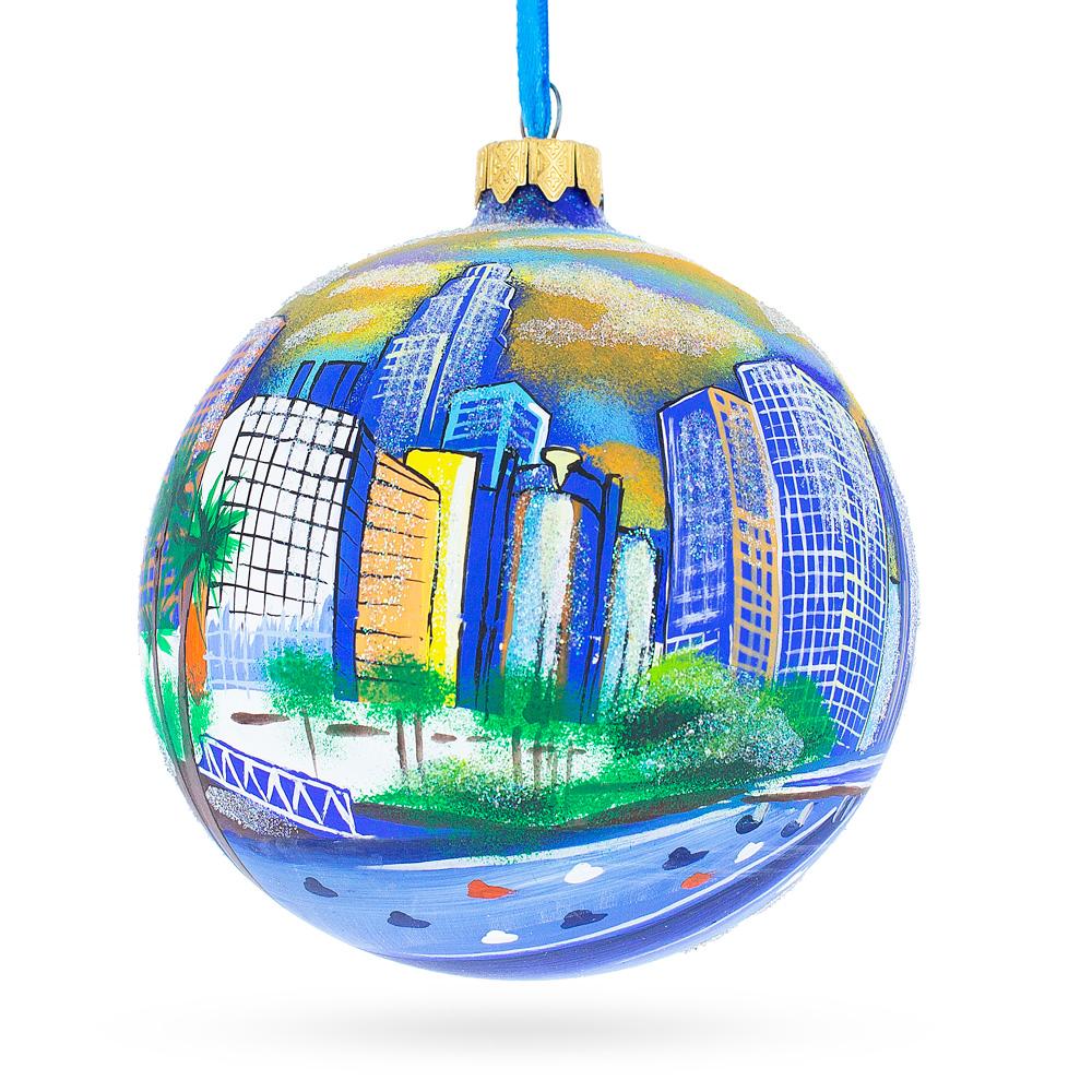 I Love Los Angeles, California Glass Ball Christmas Ornament 4 Inches  |   Travel Ornaments Travel