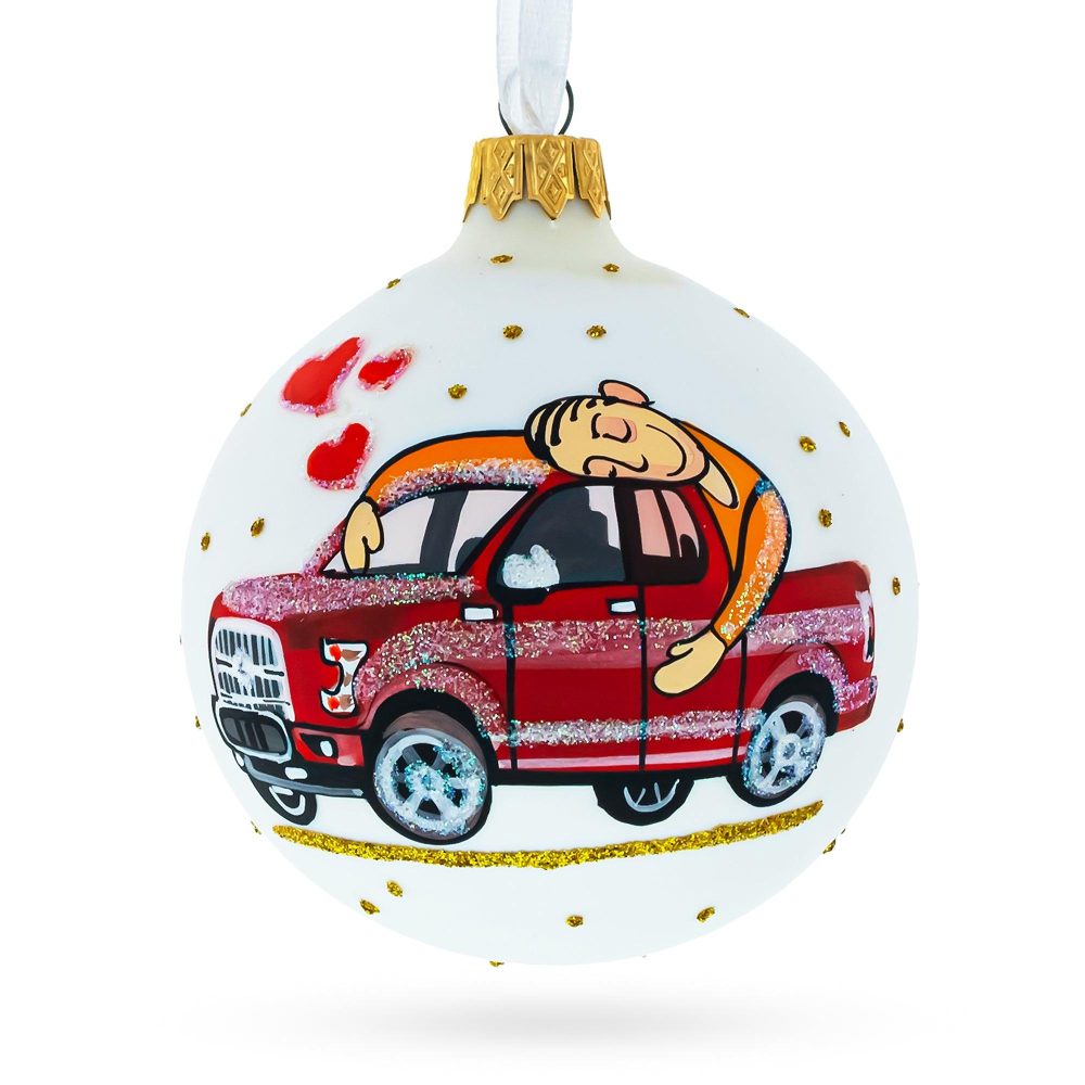 I Love My Car Blown Glass Ball Christmas Ornament 3.25 Inches  |   Hobby Hobby Hobby