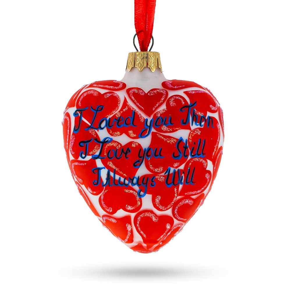 I Love You Glass Heart Christmas Ornament  |   Hearts Hearts Hearts