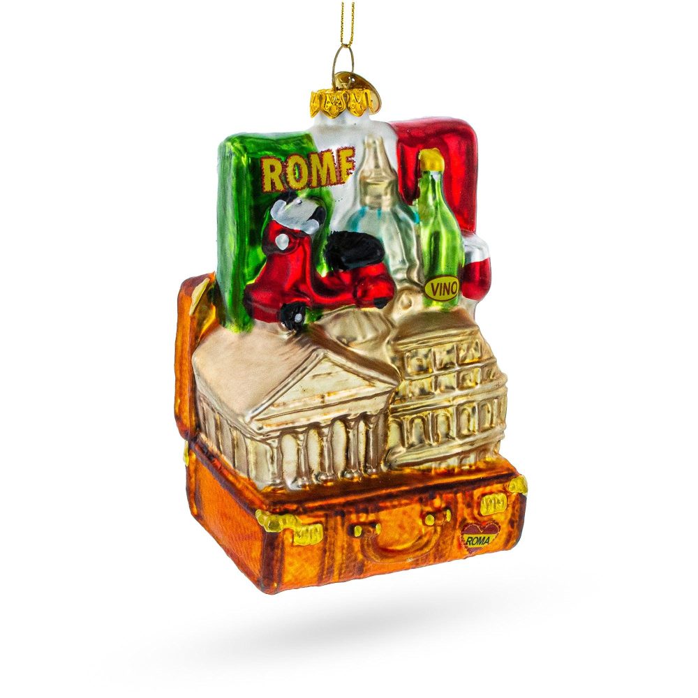 Iconic Rome Landmarks Blown Glass Christmas Ornament  |   Travel Ornaments Travel