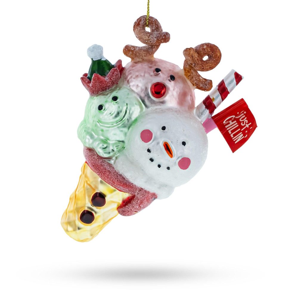 Icy Delights Christmas Ice Cream Glass Christmas Ornament  |   Food Food Food