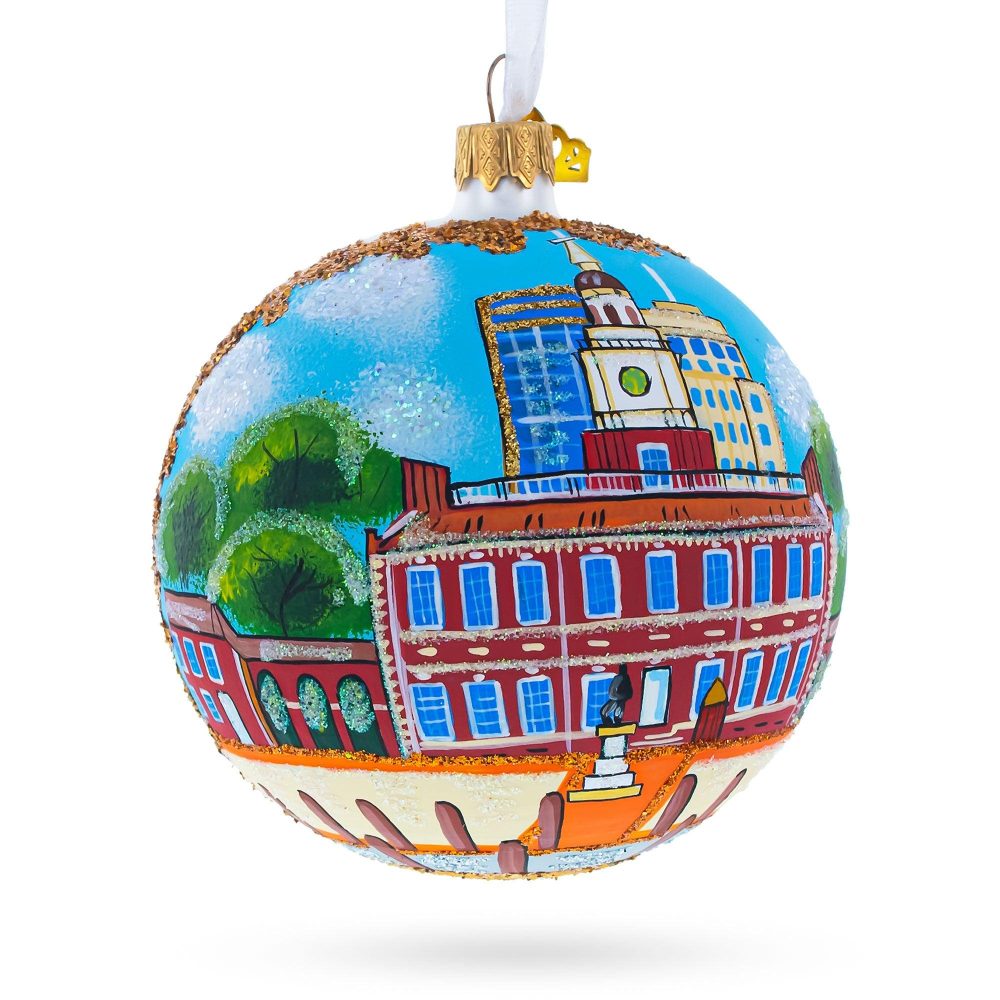 Independence Hall, Philadelphia, Pennsylvania, Usa Glass Ball Christmas Ornament  |   Travel Ornaments Travel