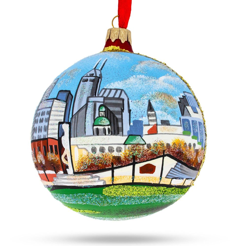 Indianapolis, Indiana, Usa Glass Ball Christmas Ornament 4 Inches  |   Travel Ornaments Travel