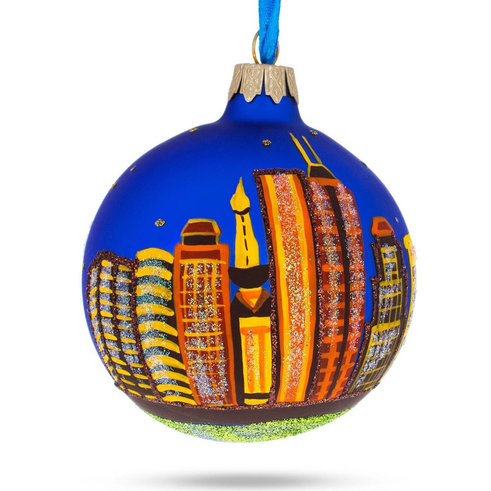 Indianapolis, Indiana, Usa Glass Christmas Ornament 3.25 Inches  |   Travel Ornaments Travel