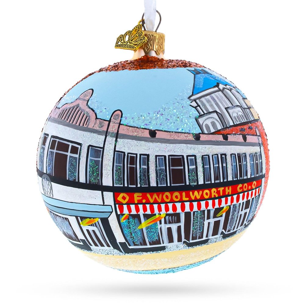 International Civil Rights Center & Museum, Greensboro, North Carolina, Usa Glass Ball Christmas Ornament 4 Inches  |   Travel Ornaments Travel