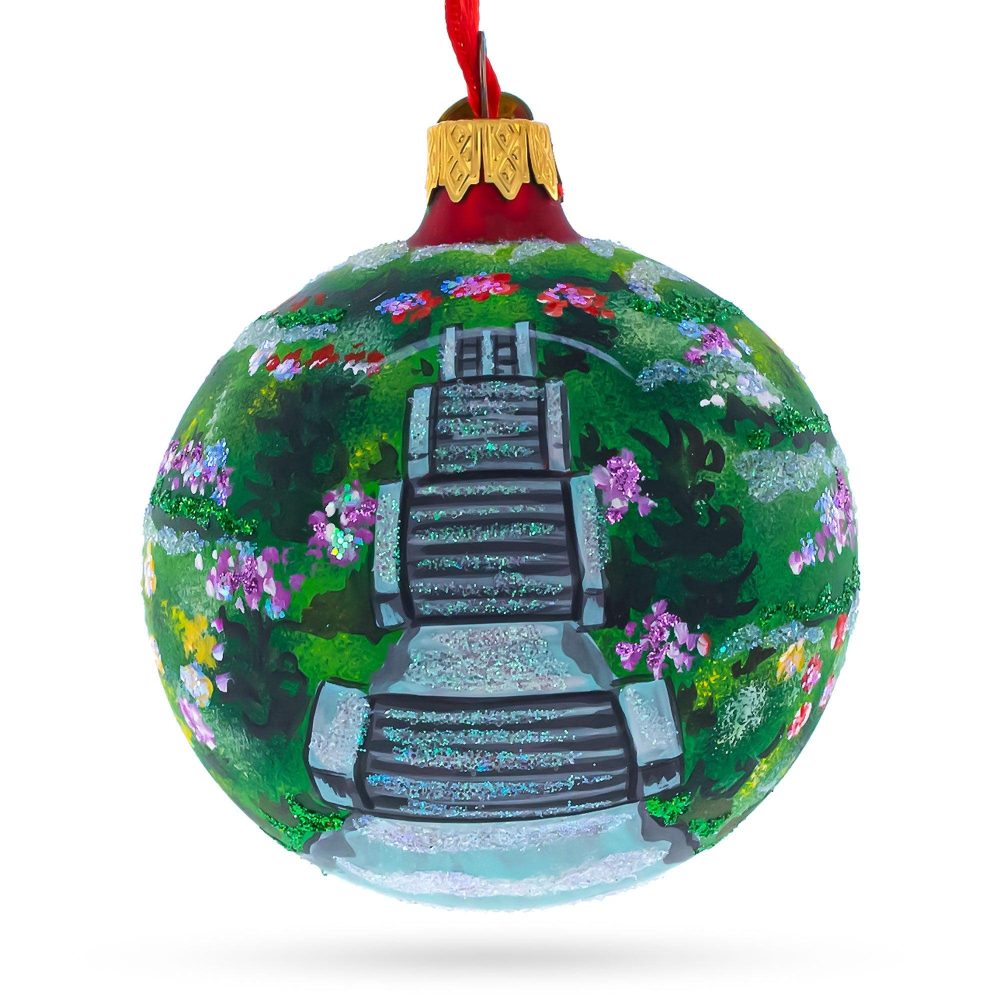 International Rose Test Garden In Portland, Oregon Glass Ball Christmas Ornament 3.25 Inches  |   Travel Ornaments Travel