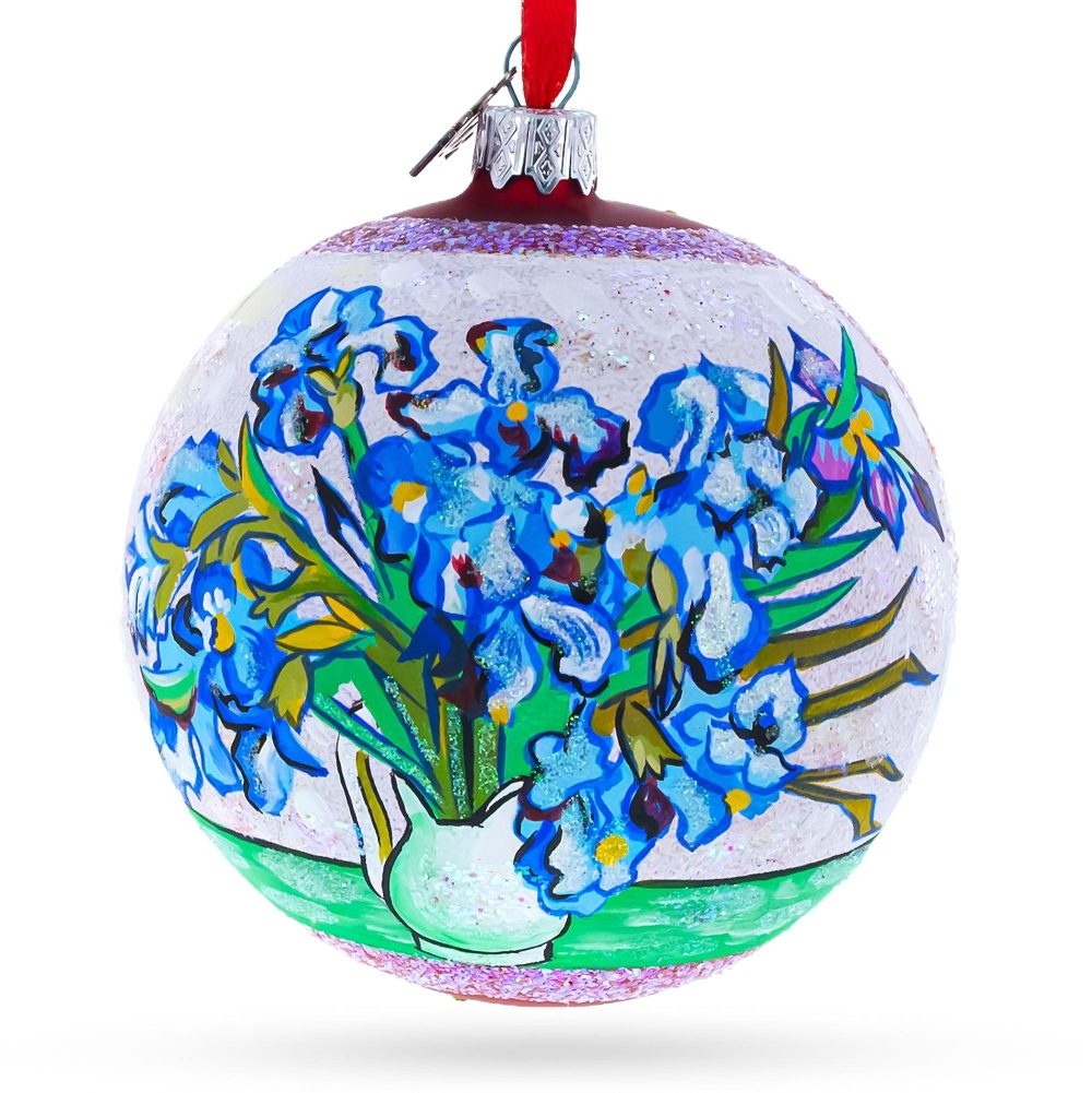 "Irises" By Vincent Van Gogh Glass Ball Christmas Ornament 4 Inches  |   Artworks Artworks Artworks