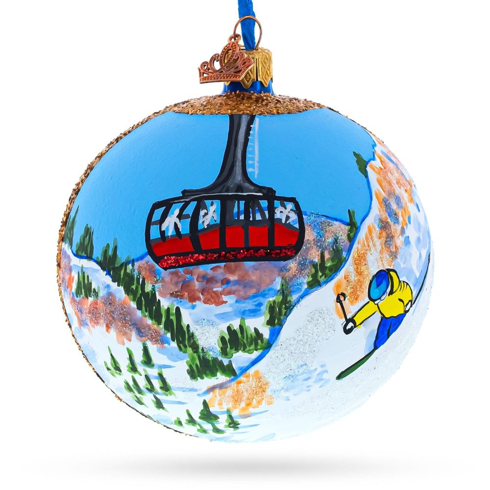 Jackson Hole Ski Resort, Wyoming, Usa Glass Ball Christmas Ornament 4 Inches  |   Travel Ornaments Travel