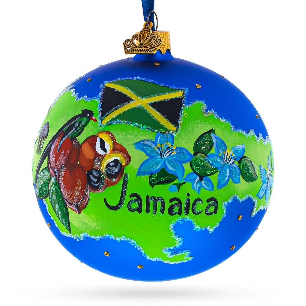 Jamaica Island Glass Ball Christmas Ornament 4 Inches  |   Travel Ornaments Travel