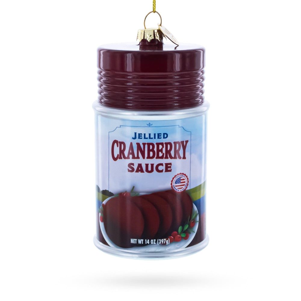 Jellied Cranberry Sauce Can Blown Glass Christmas Ornament  |   Food Food Food