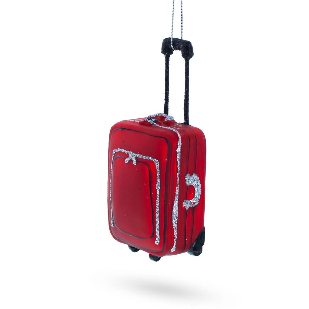 Jetsetter’S Dream: Vintage Red Luggage Blown Glass Christmas Ornament  |   Travel Ornaments Travel