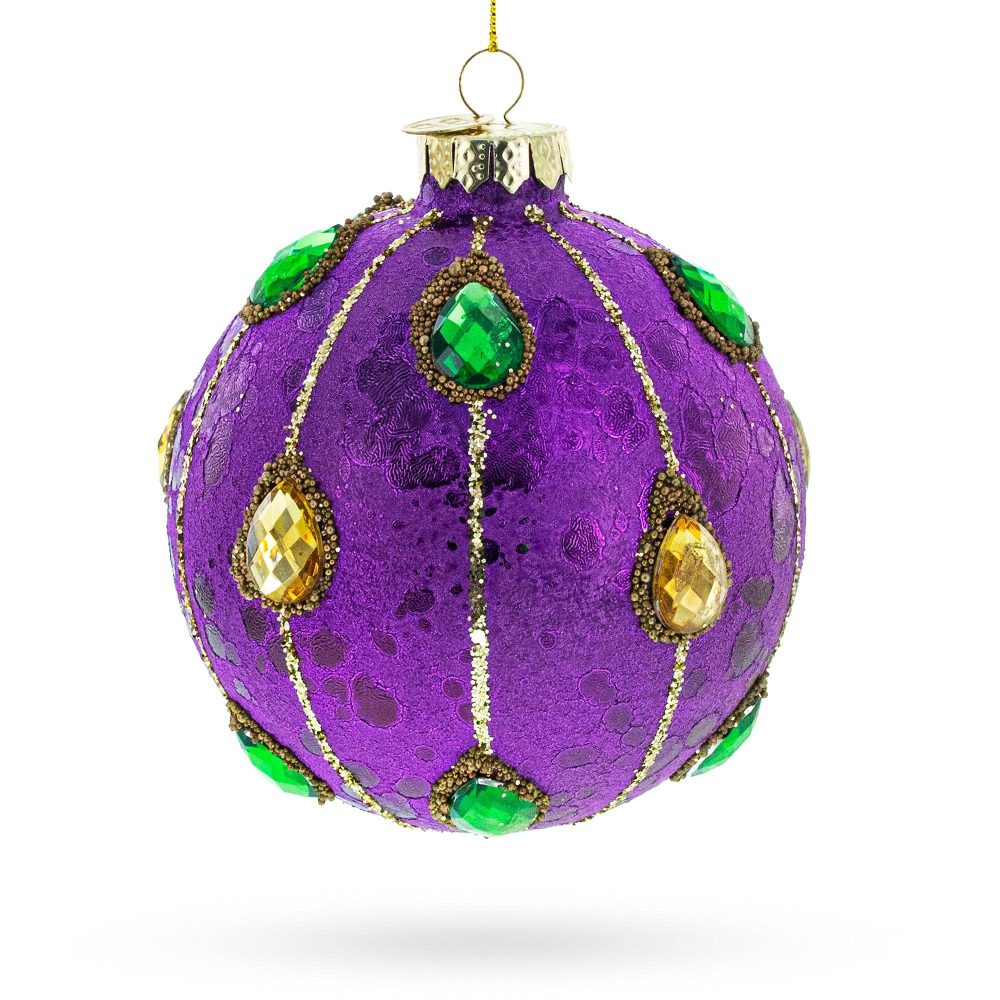 Jeweled-Accent Purple Ball Glass Ball Christmas Ornament  |   Couturier Couturier Couturier