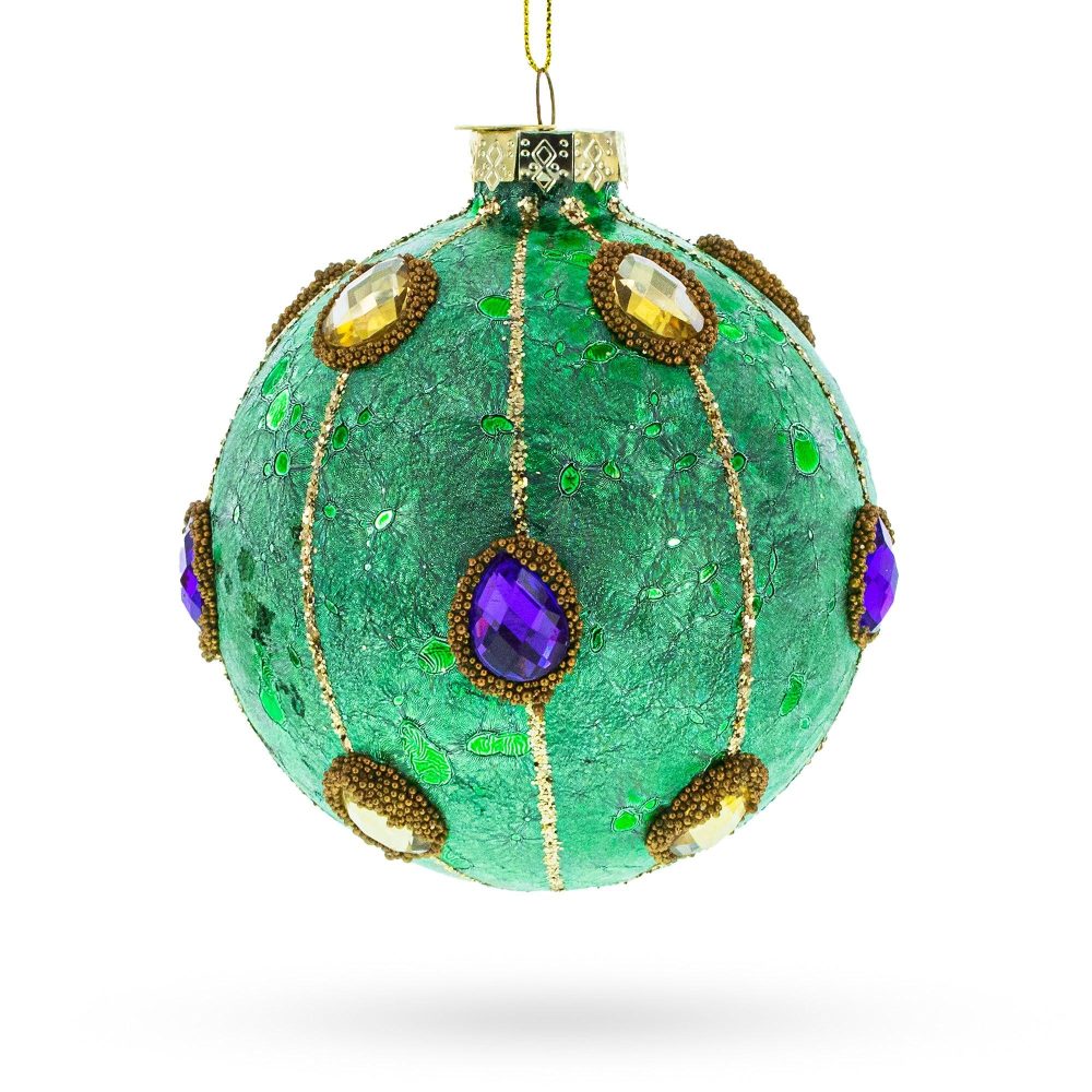 Jeweled Ball Blown Glass Christmas Ornament  |   Couturier Couturier Couturier