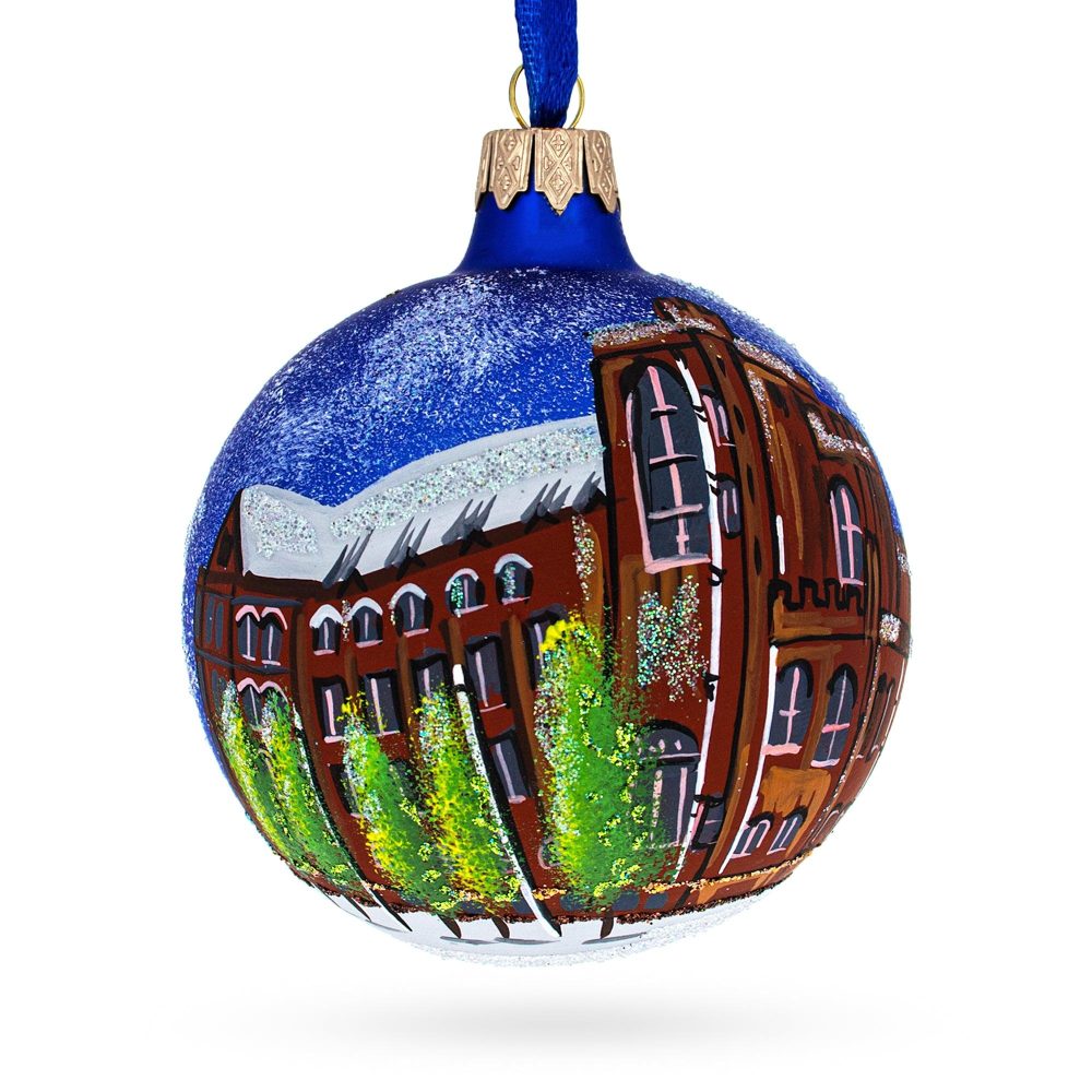 John Rylands Library, Manchester, England, United Kingdom Glass Ball Christmas Ornament 4 Inches  |   Travel Ornaments Travel