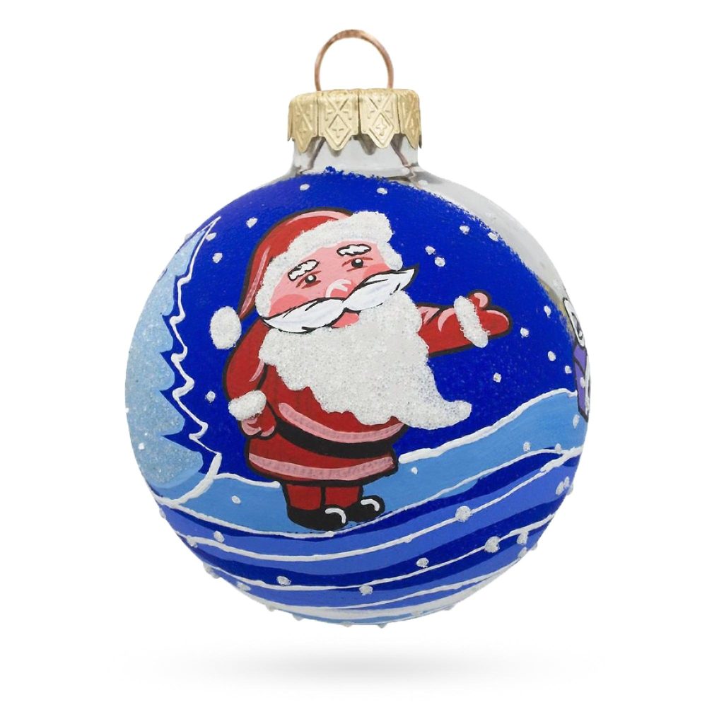 Jolly Santa Claus Bearing Gifts Blown Glass Ball Christmas Ornament 3.25 Inches  |   Personalized Ornaments Personalized