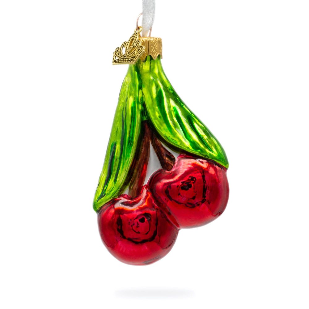 Juicy Cherries Mini Glass Christmas Ornament  |   Food Food Food