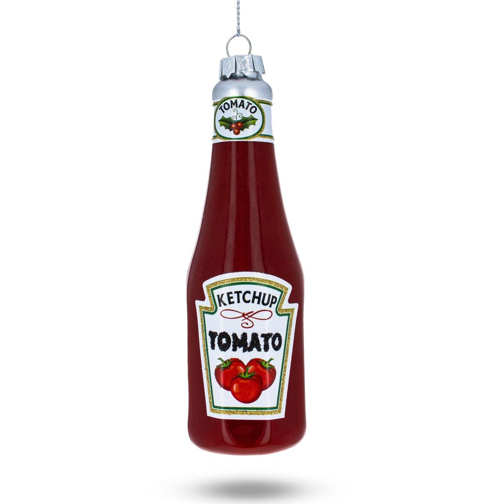 Ketchup Bottle Blown Glass Christmas Ornament  |   Food Food Food