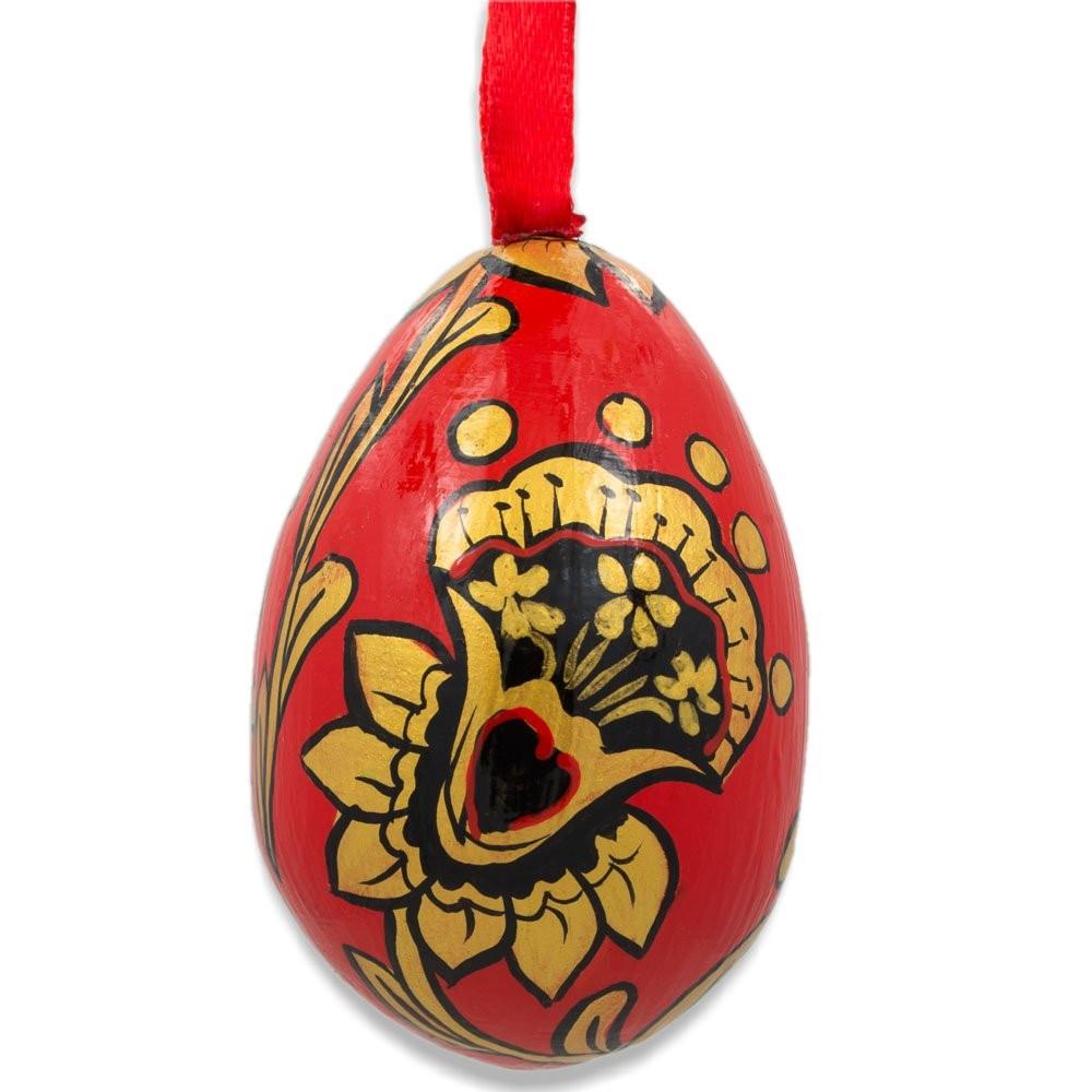 Khokhloma Golden Flowers Wooden Egg Easter Ornament 3 Inches  |   Egg Ornaments Egg Ornaments Egg Ornaments