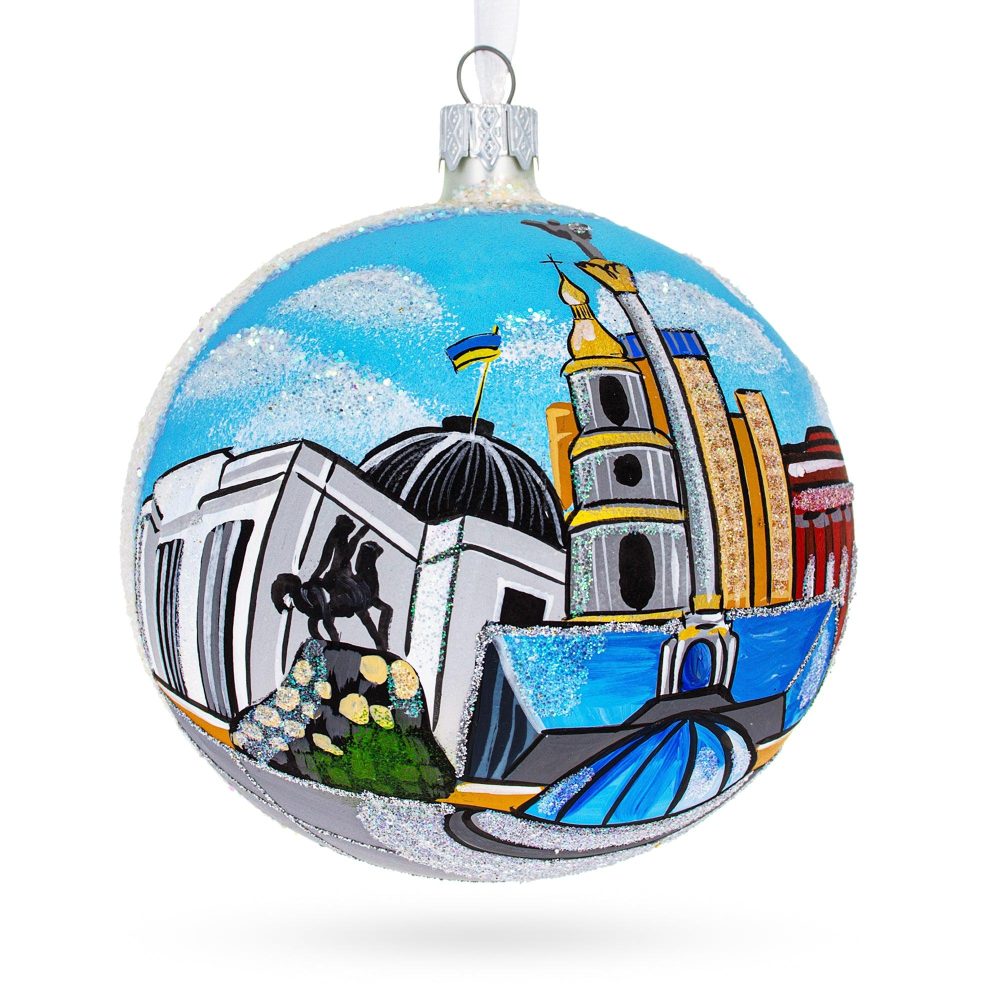 Kyiv, Ukraine Glass Ball Christmas Ornament 4 Inches  |   Travel Ornaments Travel