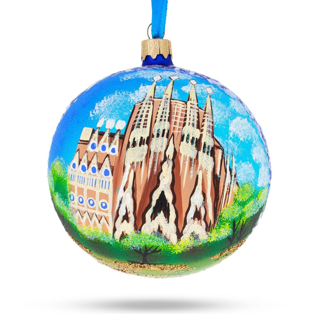 La Sagrada Familia, Barcelona, Spain Glass Ball Christmas Ornament 4 Inches  |   Travel Ornaments Travel