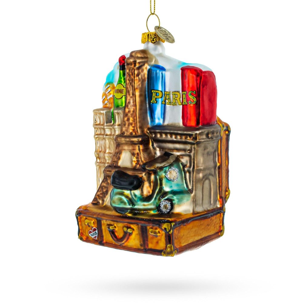 Landmarks In Paris, France Blown Glass Christmas Ornament  |   Travel Ornaments Travel