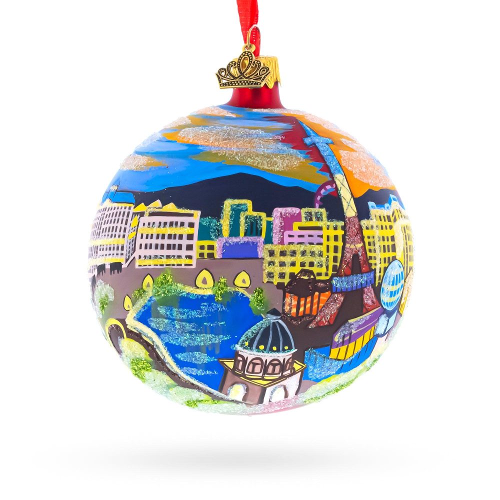 Las Vegas Skyline, Nevada, Usa Glass Ball Christmas Ornament 4 Inches  |   Travel Ornaments Travel