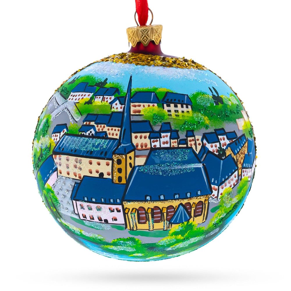 Le Chemin De La Corniche, Luxembourg City, Luxembourg Glass Ball Christmas Ornament 4 Inches  |   Travel Ornaments Travel