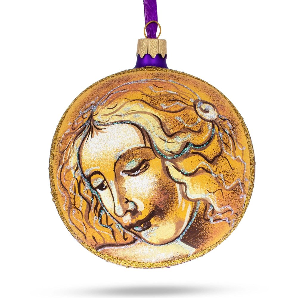 Leonardo Da Vinci’S ‘Head Of A Woman’ Blown Glass Ball Christmas Ornament 4 Inches  |   Artworks Artworks Artworks