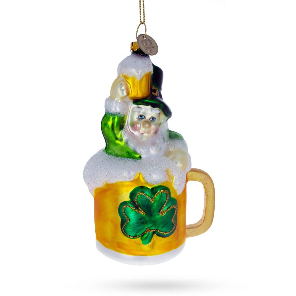 Leprechaun Lounging In A Beer Mug Glass Christmas Ornament  |   Occasions Occasions Occasions