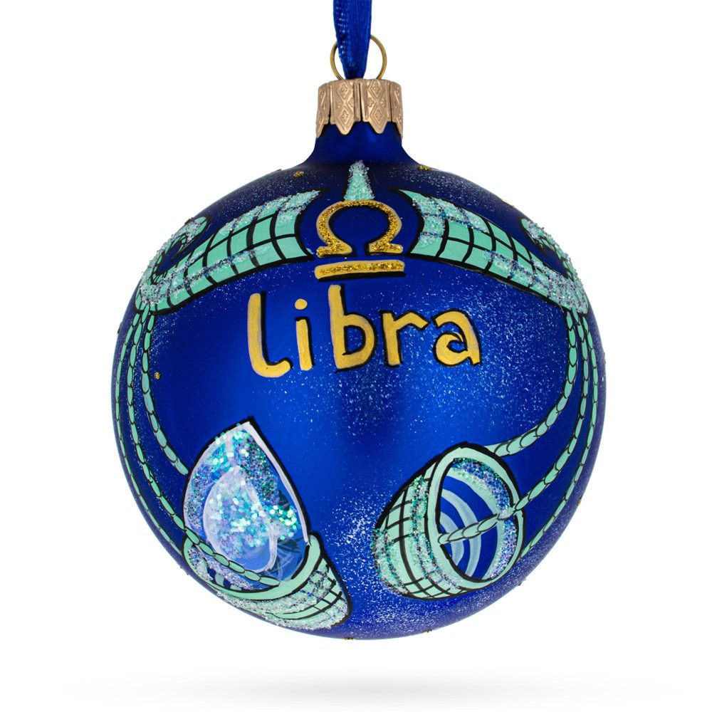 Libra Zodiac Horoscope Sign Blown Glass Ball Christmas Ornament 3.25 Inches  |   Horoscope Horoscope Horoscope