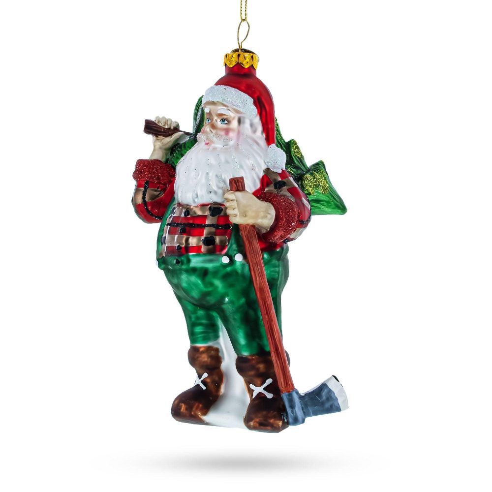 Lumberjack Santa Blown Glass Christmas Ornament  |   Santa Ornaments Santa