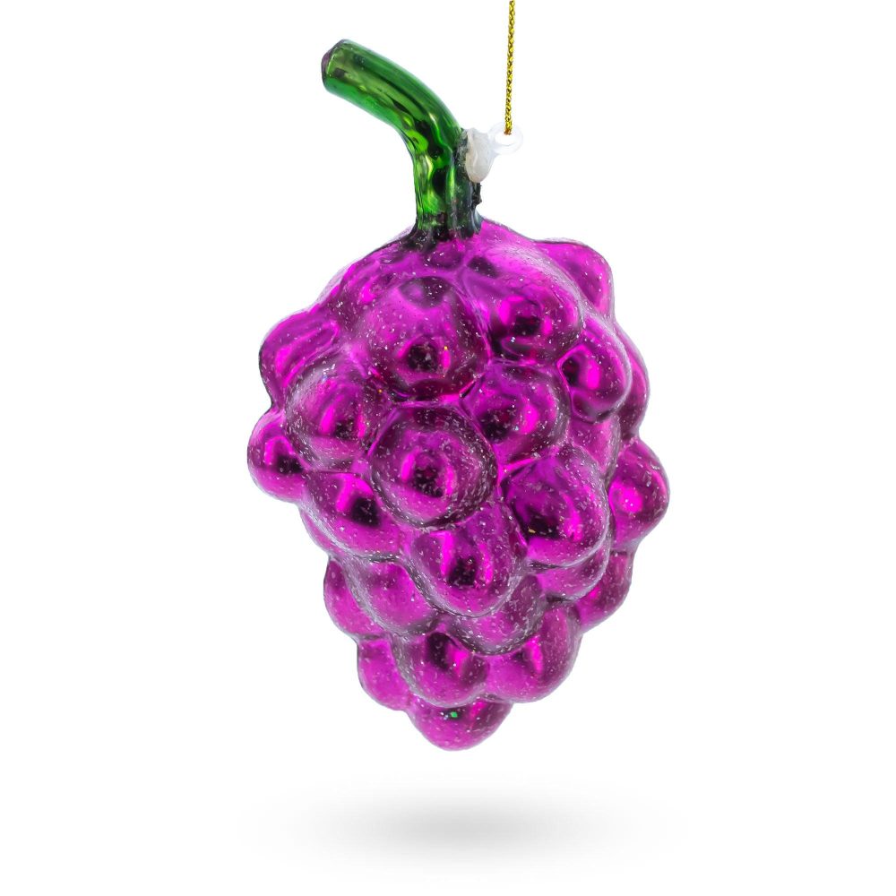 Luscious Purple Grapes Blown Glass Christmas Ornament  |   Food Food Food