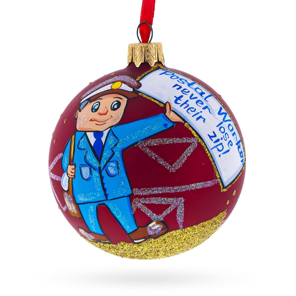 Mail Carrier Blown Glass Ball Christmas Ornament 3.25 Inches  |   Occupations Occupations Occupations