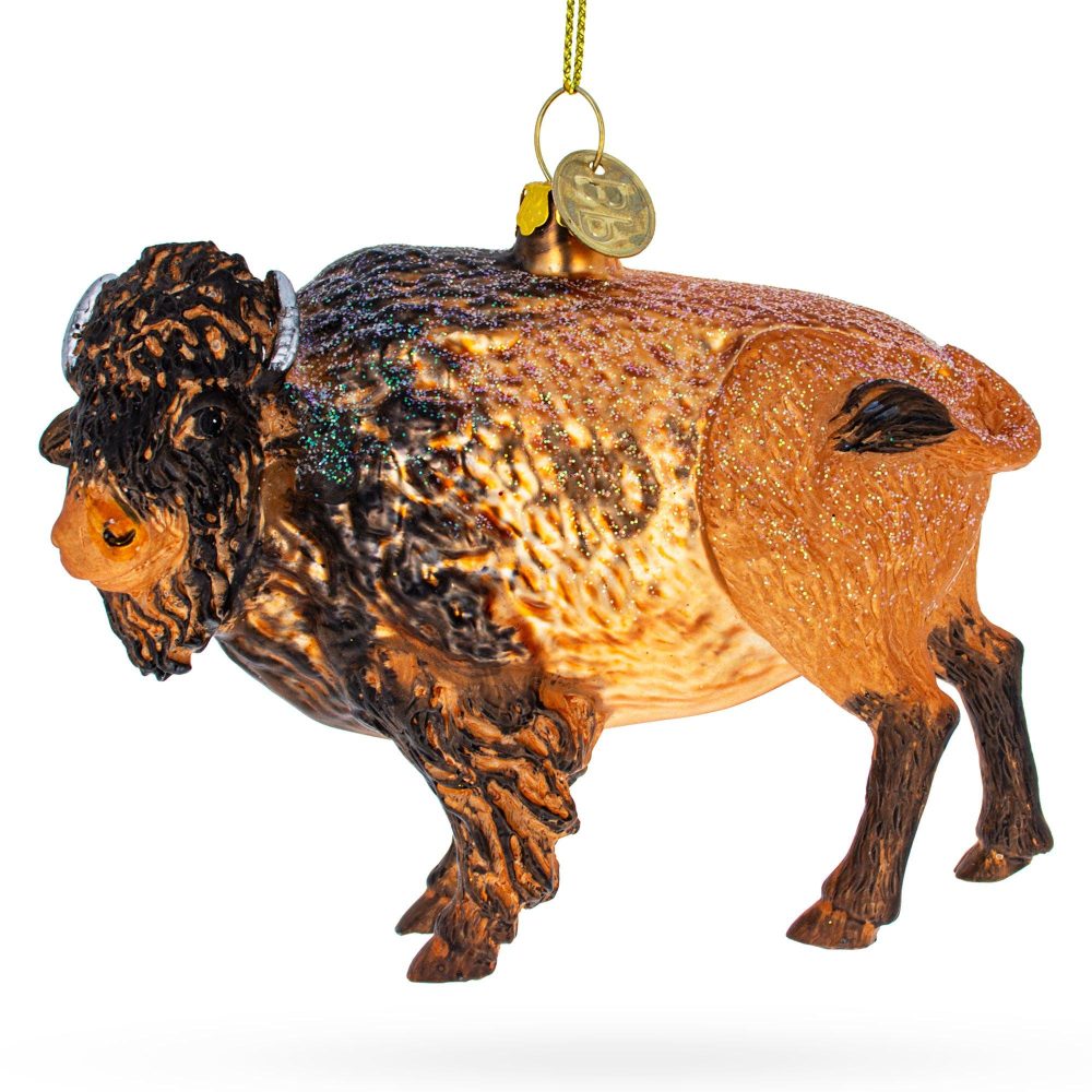 Majestic Buffalo Blown Glass Christmas Ornament  |   Animals Animals Animals