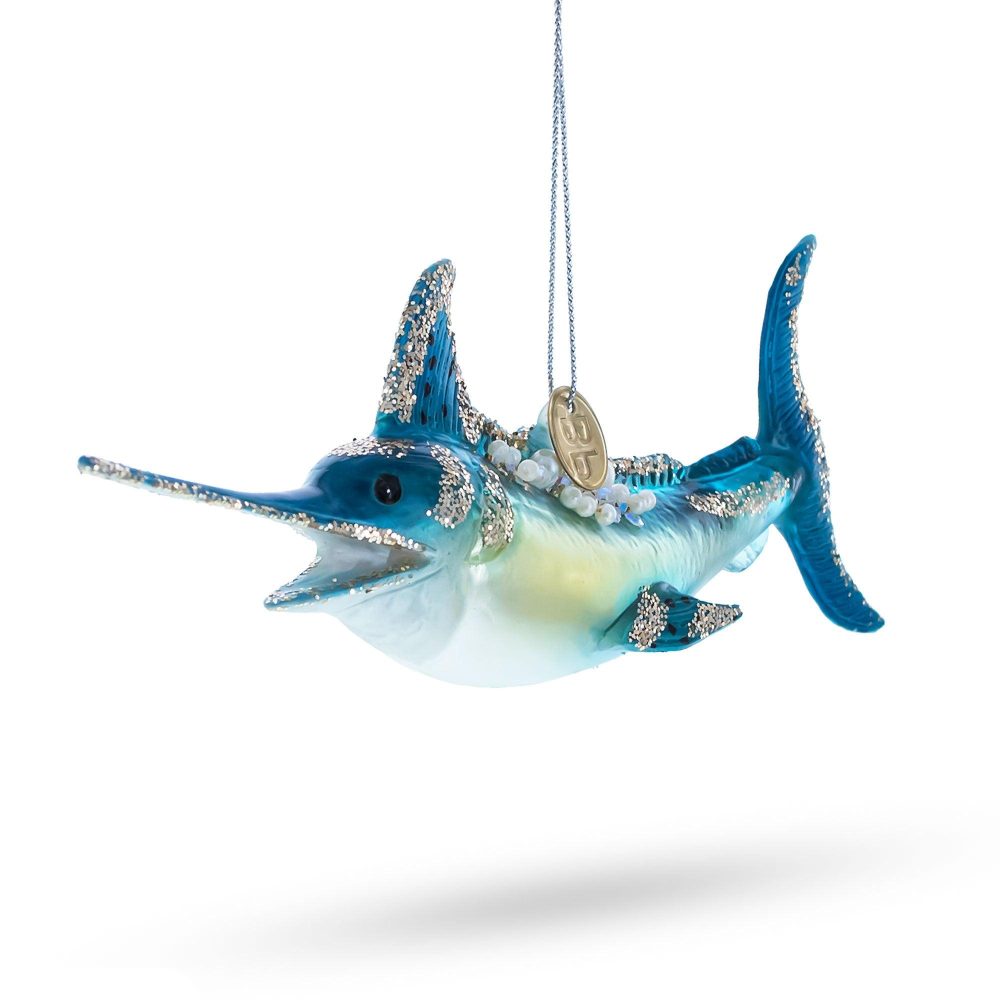 Majestic Marlin Fish Blown Glass Christmas Ornament  |   Animals Animals Animals