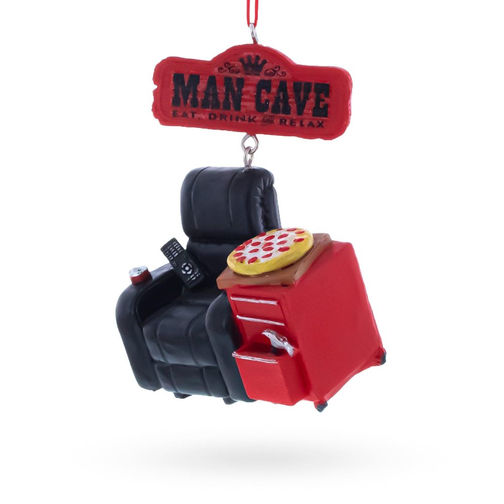 Man Cave Recliner With Pizza And Remote Resin Christmas Ornament  |   Hobby Hobby Hobby