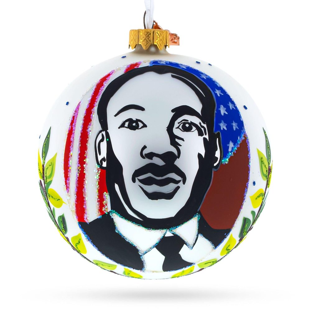 Martin Luther King Jr. Blown Glass Ball Christmas Ornament 4 Inches  |   Patriotic Ornaments Patriotic