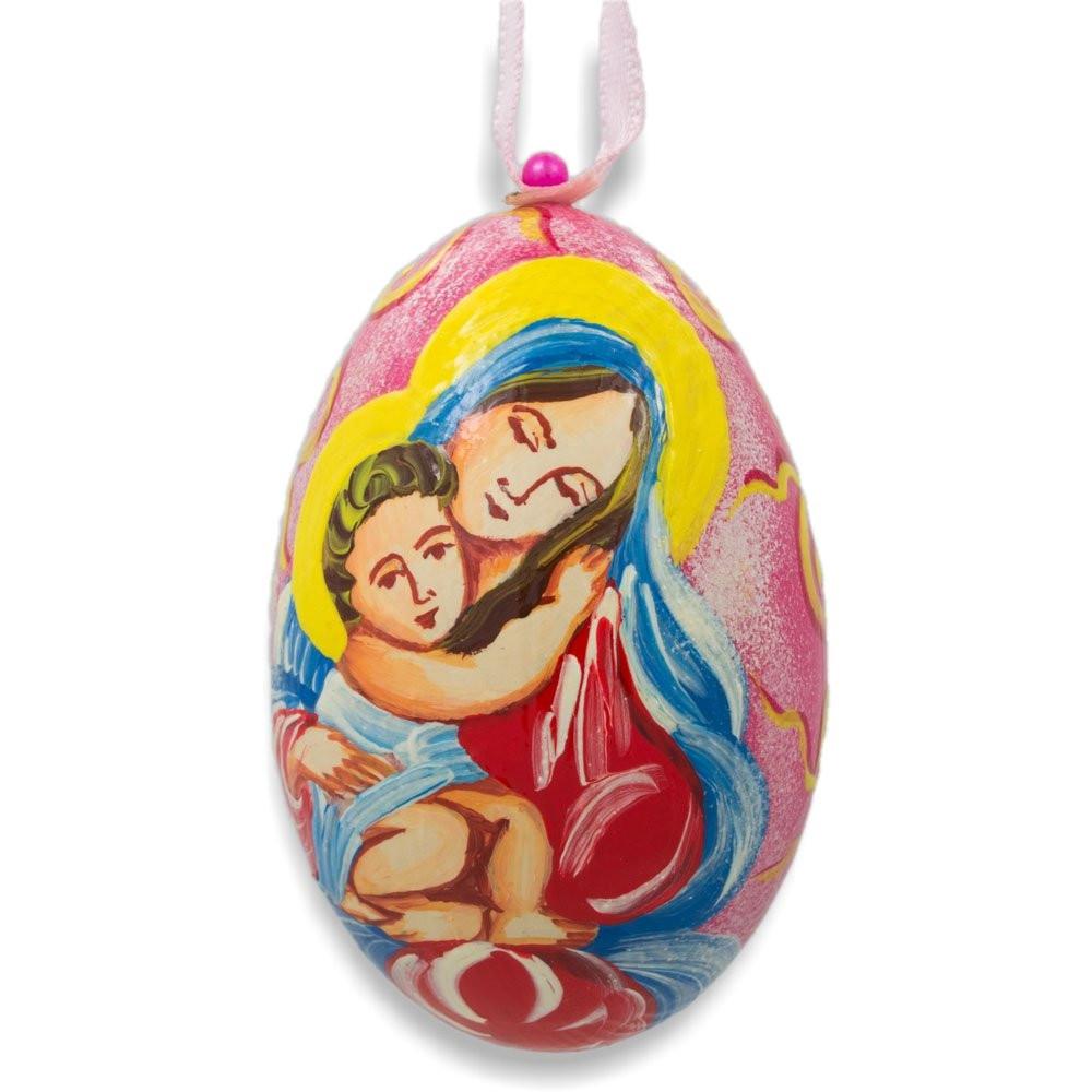 Mary And Jesus Wooden Christmas Ornament 3 Inches  |   Religious Ornaments Ornaments Religious Ornaments