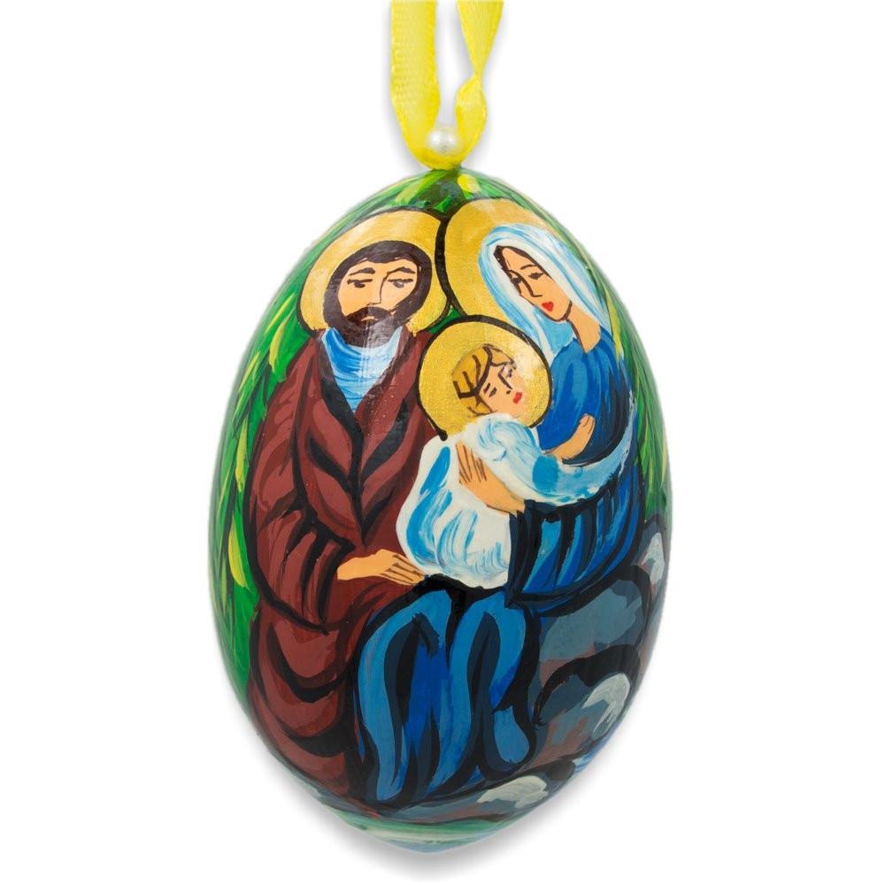 Mary With Joseph And Jesus Wooden Christmas Ornament 3 Inches  |   Religious Ornaments Ornaments Religious Ornaments