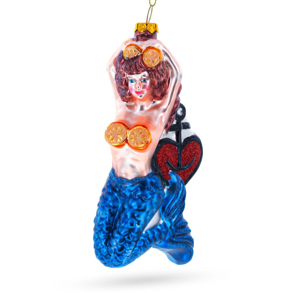 Mermaid Anchor Blown Glass Christmas Ornament  |   Fairy Tales Fairy Tales Fairy Tales